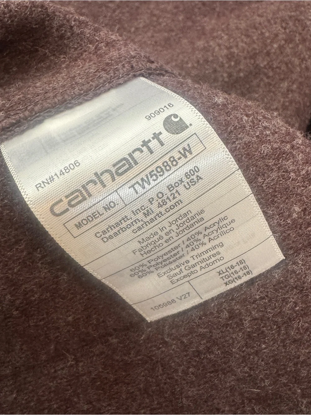 Carhartt Fleece Shirt Jacket Mens XL Loose Fit Snap Front Purple Plum Shacket